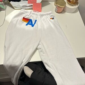 Aviator nation white sweatpants size small. Never worn. Brand new
